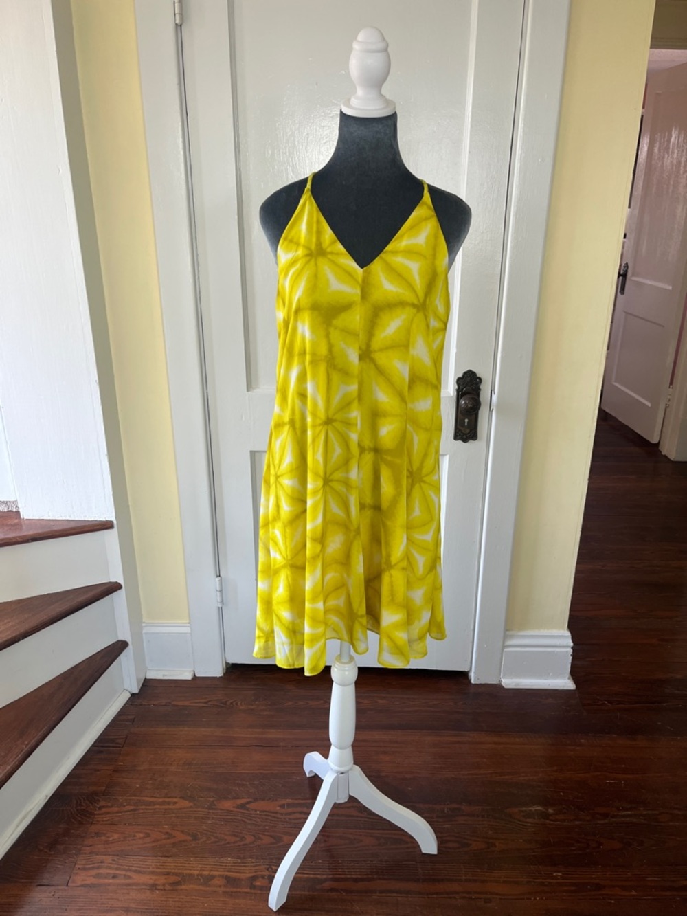 Calvin Klein Yellow Geometric Slip Dress